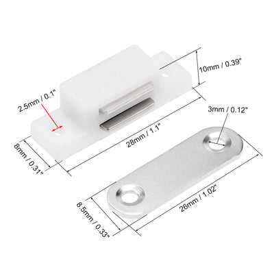 Harfington Magnetic Latches Catch for Bathrooms Kitchen Cabinet Door Closet White 8pcs