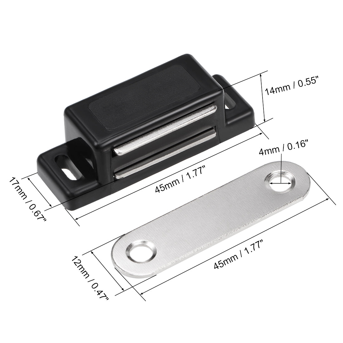 Harfington Magnetic Cabinet Door Latches Catch for Kitchen Closet Wardrobe Black 16pcs