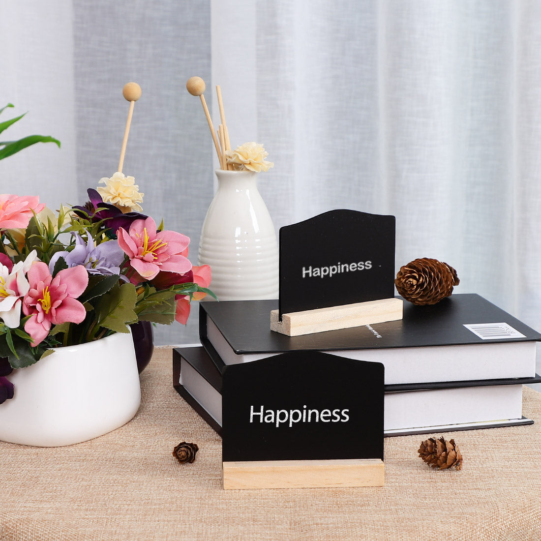 Harfington 16pcs Wood Mini Chalkboard Signs with Easel Stand for Wedding Double-side Sign