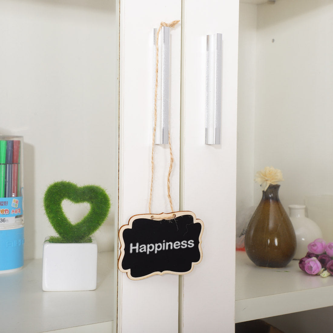 Harfington 12pcs Wood Mini Chalkboard Sign Tag with Hanging Rope for Wedding Board Sign