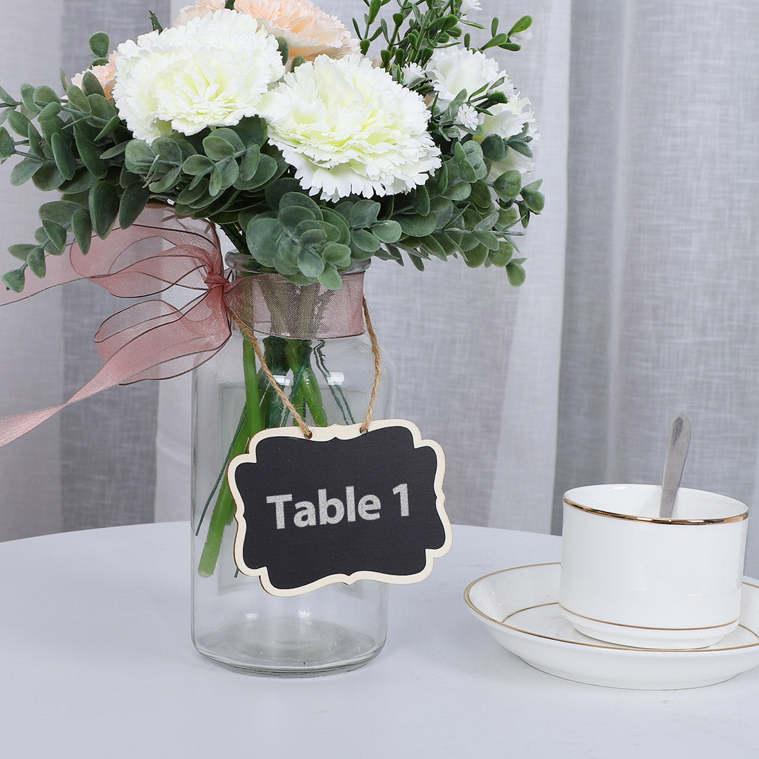 Harfington 12pcs Wood Mini Chalkboard Sign Tag with Hanging Rope for Wedding Board Sign