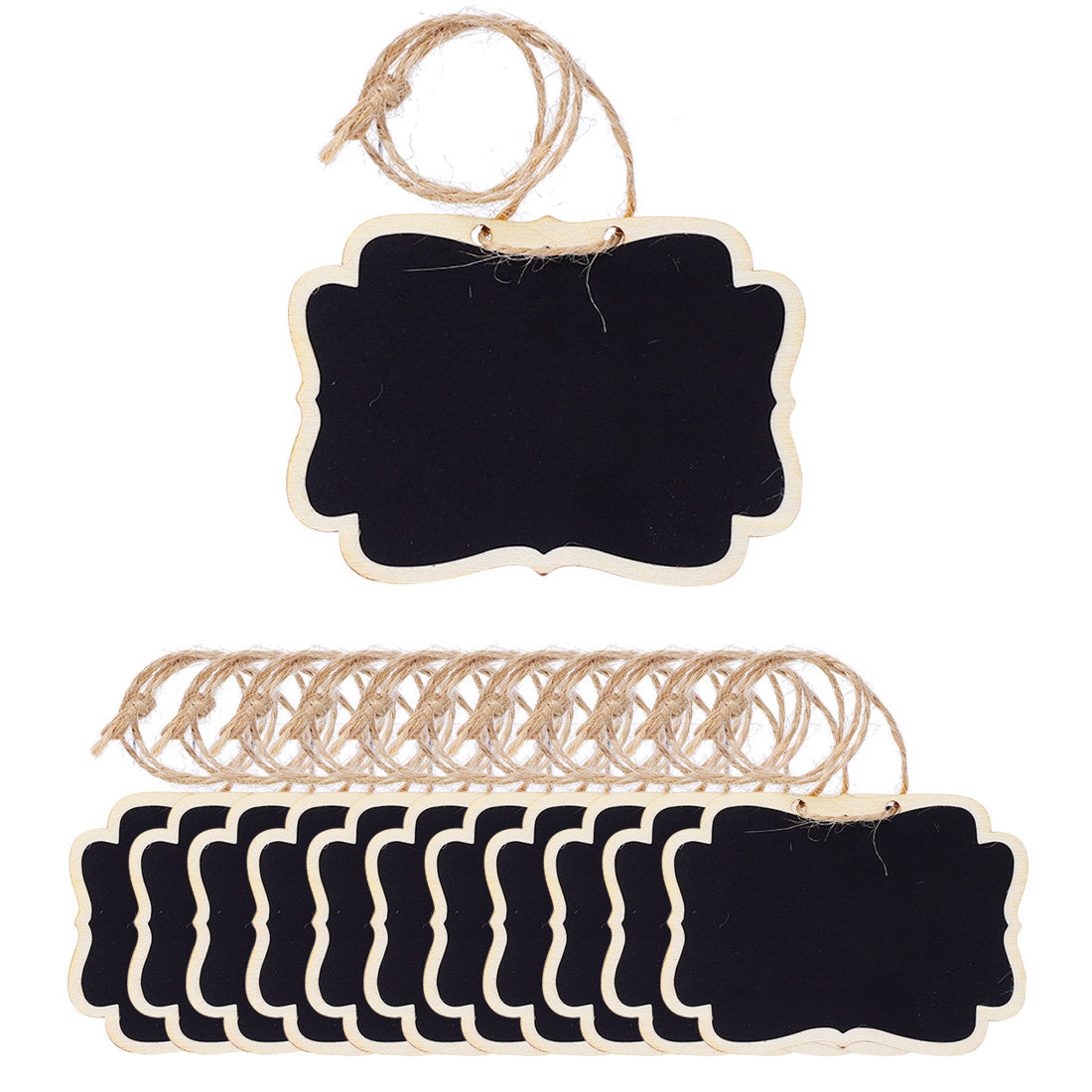 Harfington 12pcs Wood Mini Chalkboard Sign Tag with Hanging Rope for Wedding Board Sign
