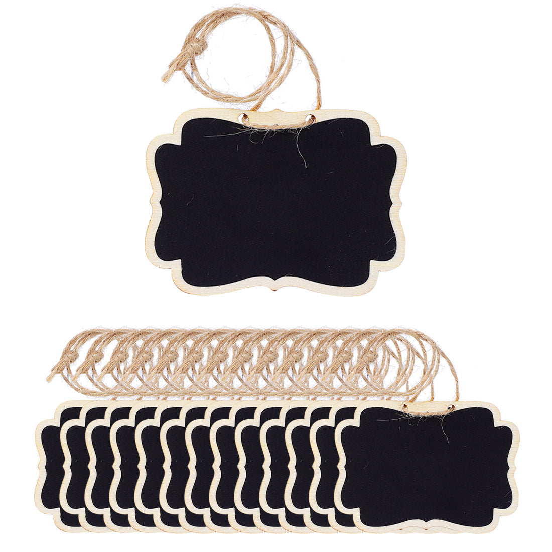 Harfington 14pcs Wood Mini Chalkboard Sign Tag with Hanging Rope for Wedding Board Sign