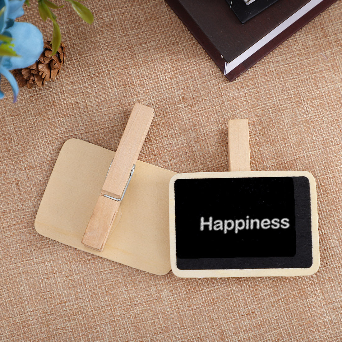 Harfington 12pcs Wood Mini Chalkboard Signs Tags with Clip for Weddings Message Board Notes
