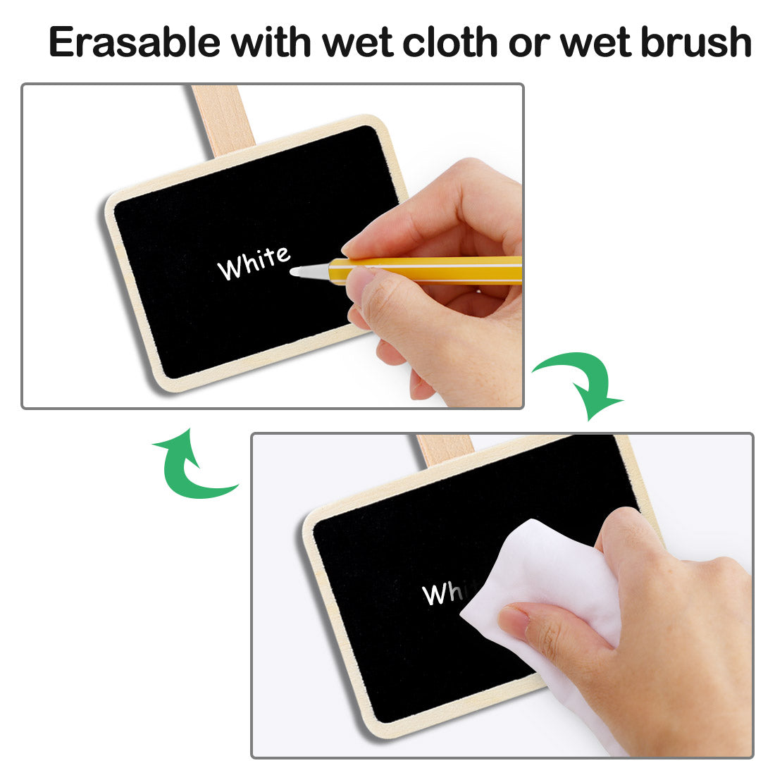 Harfington 12pcs Wood Mini Chalkboard Signs Tags with Clip for Weddings Message Board Notes