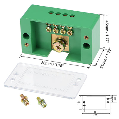 Harfington 1 Inlet 4 Outlet Terminal Strip Blocks Single Phase Distribution Block for Metering Box