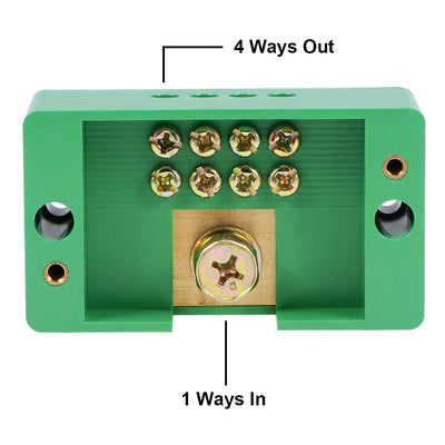 Harfington 1 Inlet 4 Outlet Terminal Strip Blocks Single Phase Distribution Block for Metering Box