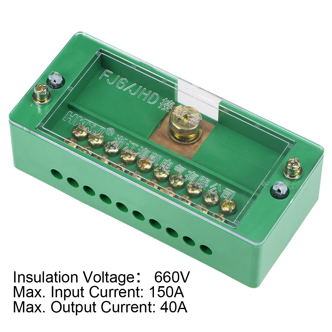 Harfington 1 Inlet 10 Outlet Terminal Strip Blocks Single Phase Distribution Block for Meter Box