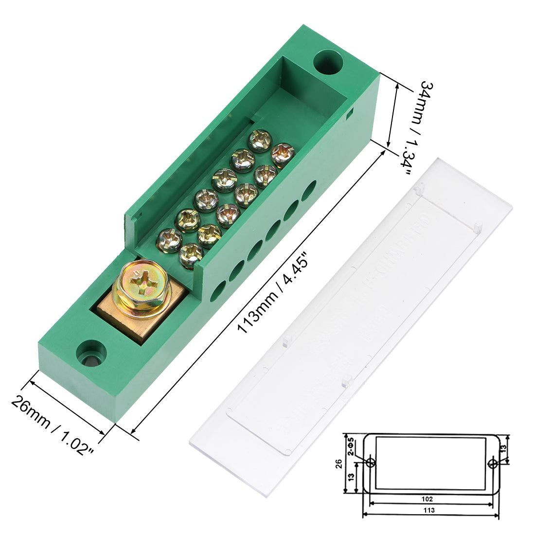 Harfington 1 Inlet 6 Outlet Terminal Strip Blocks Single Phase Distribution Block for Meter Box