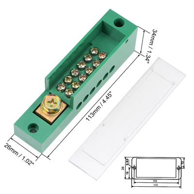 Harfington 1 Inlet 6 Outlet Terminal Strip Blocks Single Phase Distribution Block for Meter Box