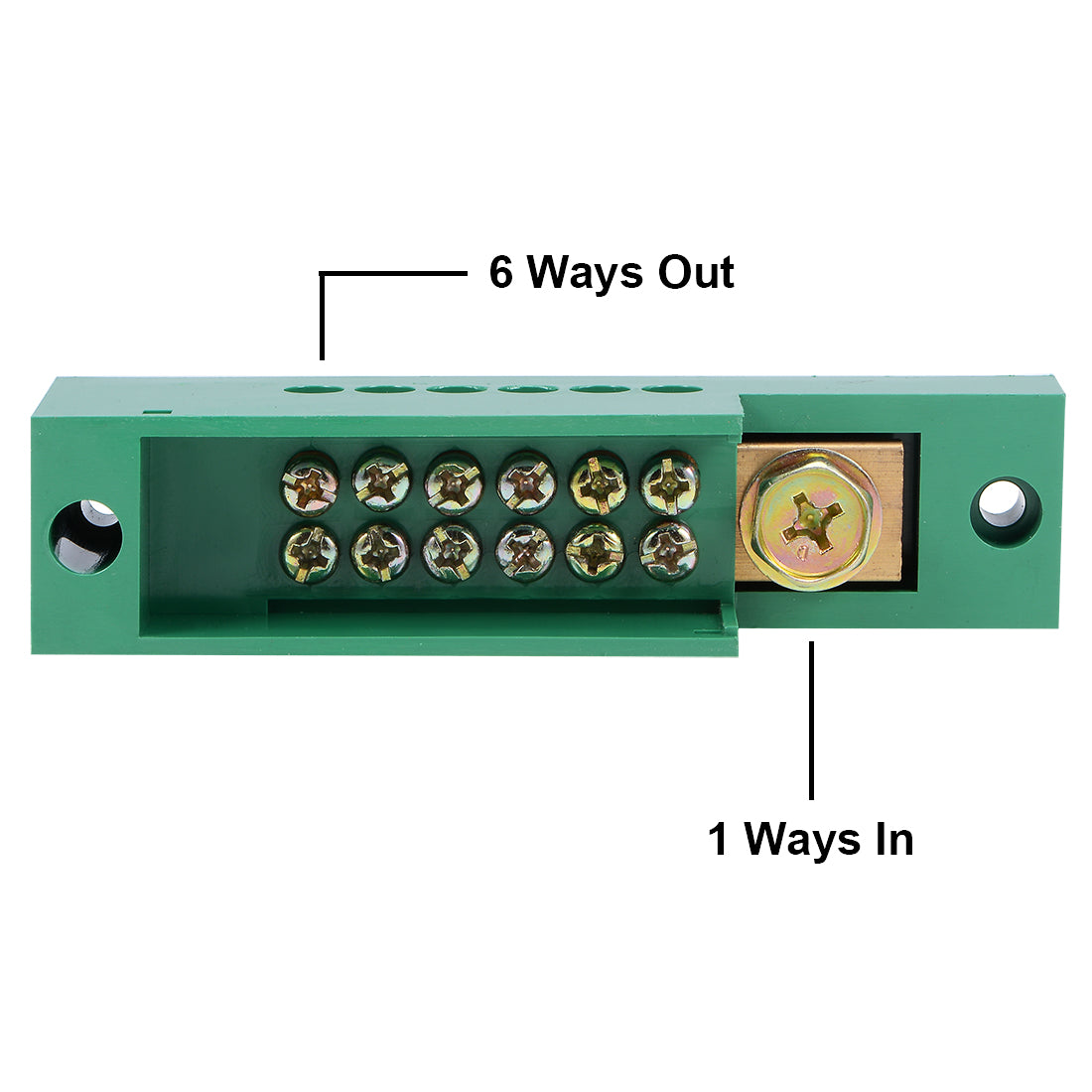 Harfington 1 Inlet 6 Outlet Terminal Strip Blocks Single Phase Distribution Block for Meter Box