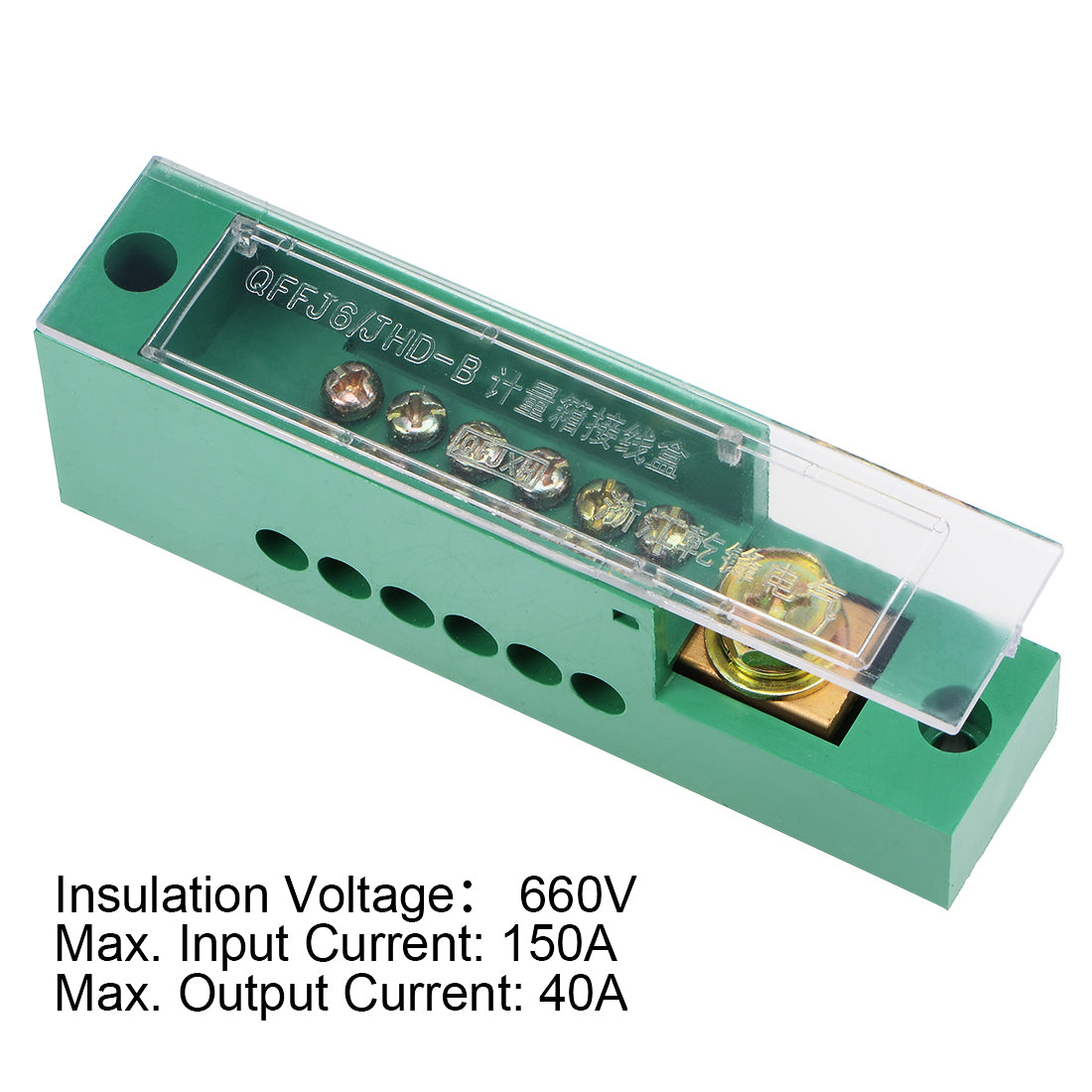 Harfington 1 Inlet 6 Outlet Terminal Strip Blocks Single Phase Distribution Block for Meter Box
