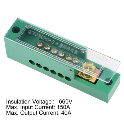 Harfington 1 Inlet 6 Outlet Terminal Strip Blocks Single Phase Distribution Block for Meter Box