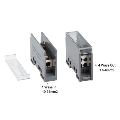 Harfington 1 In 4 Out DIN Rail Terminal Blocks Connectors Distribution Block