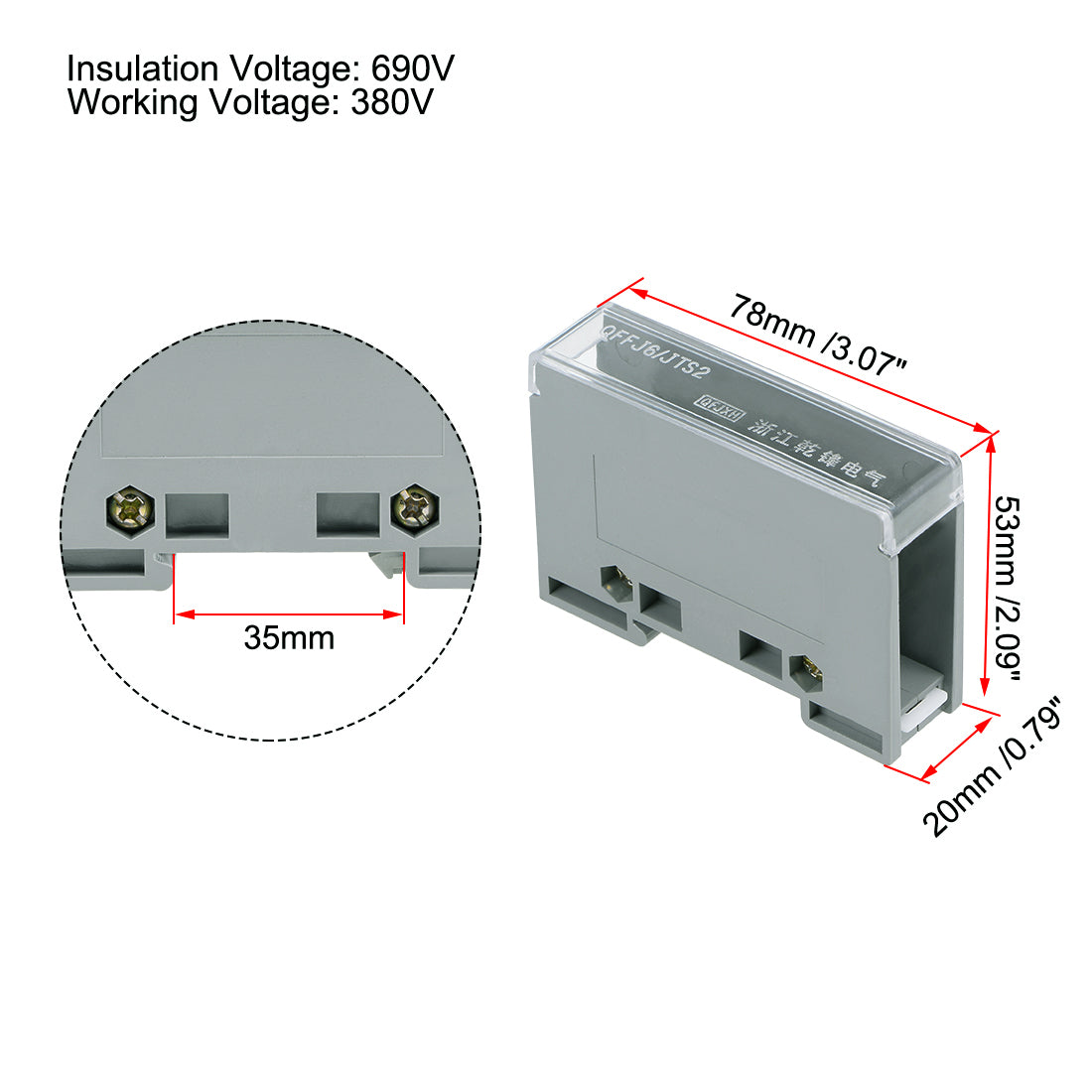 Harfington 1 In 9 Out DIN Rail Terminal Blocks Connectors Distribution Block