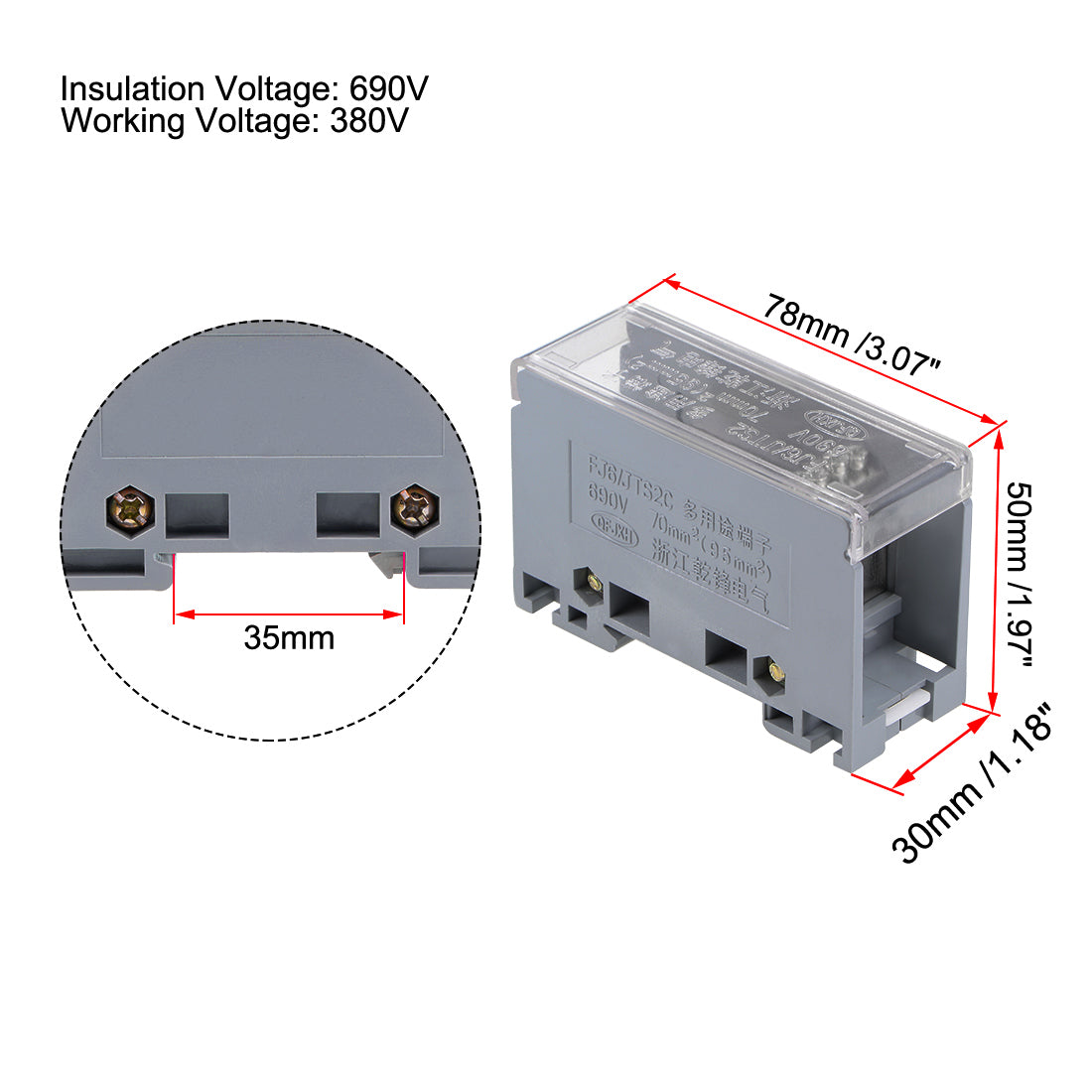 Harfington 1 In 12 Out DIN Rail Terminal Blocks Connectors Distribution Block