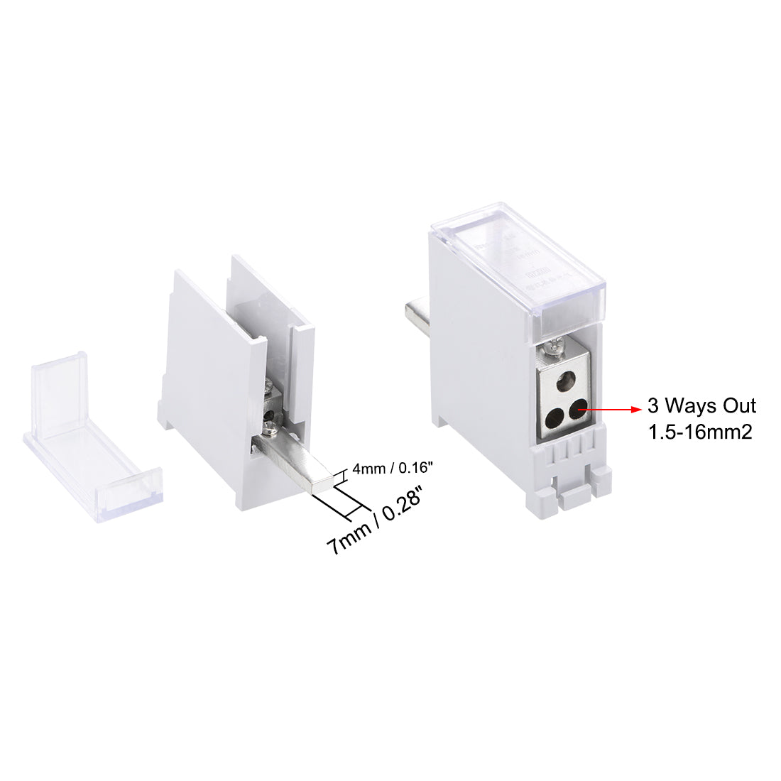 Harfington 1 Inlet 3 Outlet Wire Terminal Strip Blocks DIN Rail Distribution Block for Circuit Breaker