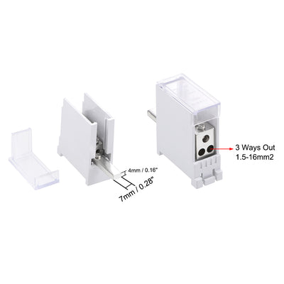 Harfington 1 Inlet 3 Outlet Wire Terminal Strip Blocks DIN Rail Distribution Block for Circuit Breaker