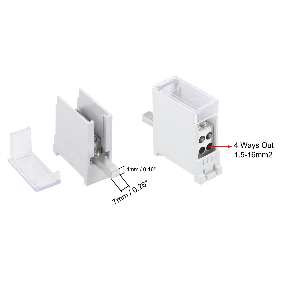 Harfington 1 Inlet 4 Outlet Wire Terminal Strip Blocks DIN Rail Distribution Block for Circuit Breaker