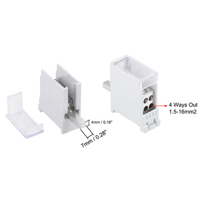 Harfington 1 Inlet 4 Outlet Wire Terminal Strip Blocks DIN Rail Distribution Block for Circuit Breaker
