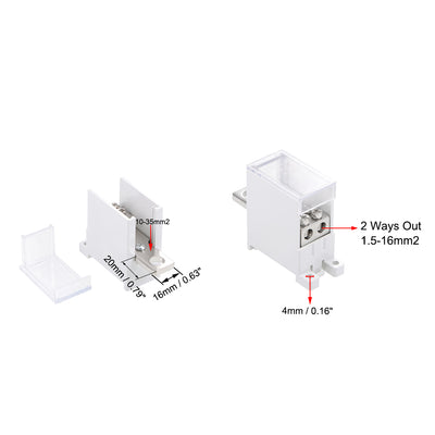 Harfington 1 Inlet 2 Outlet DIN Rail Terminal Blocks 125A Max Input Distribution Block for Circuit Breaker