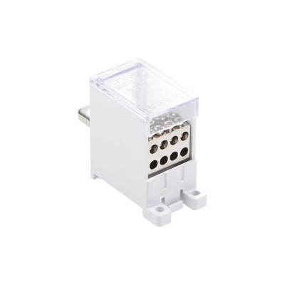 Harfington 1 Inlet 8 Outlet DIN Rail Terminal Blocks 125A Max Input Distribution Block for Circuit Breaker