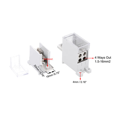 Harfington 1 In 4 Out DIN Rail Terminal Blocks 250A Max Input Distribution Block for Circuit Breaker