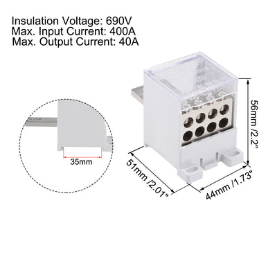 Harfington 1 In 8 Out DIN Rail Terminal Blocks 400A Max Input Distribution Block for Circuit Breaker