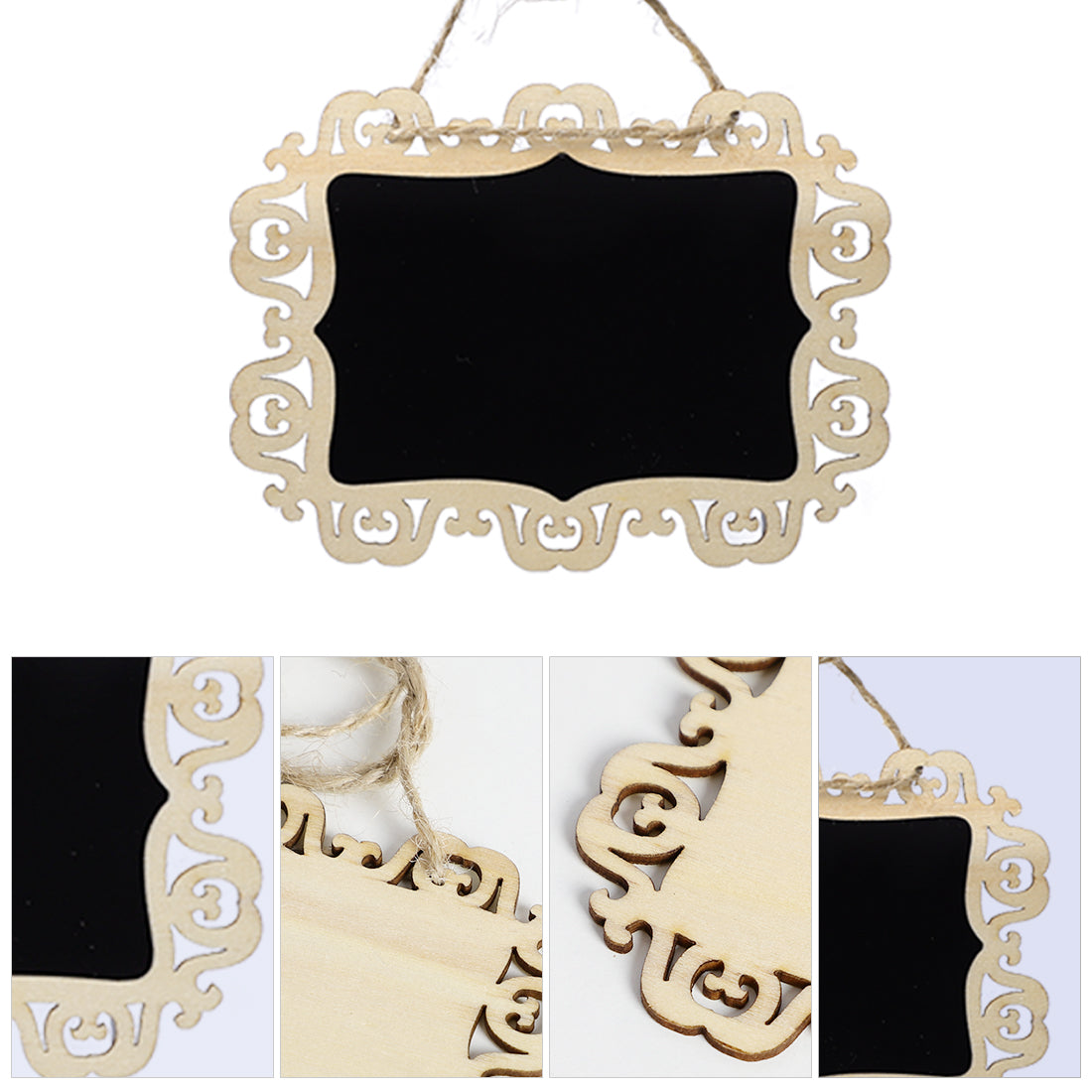 Harfington 14pcs Mini Hollow Lace Chalkboard Signs Tags with Hanging Rope for Wedding Sign