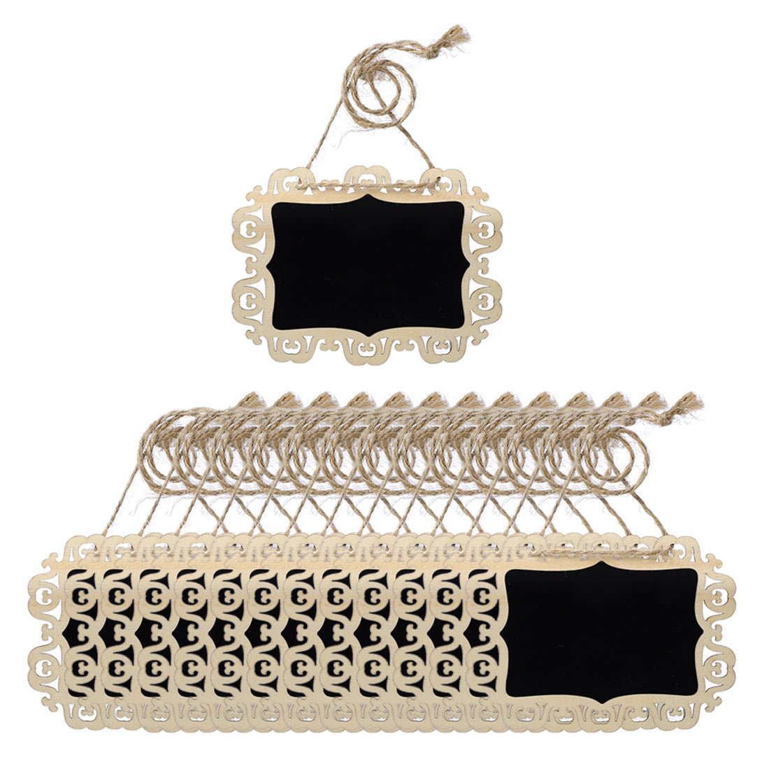 Harfington 14pcs Mini Hollow Lace Chalkboard Signs Tags with Hanging Rope for Wedding Sign