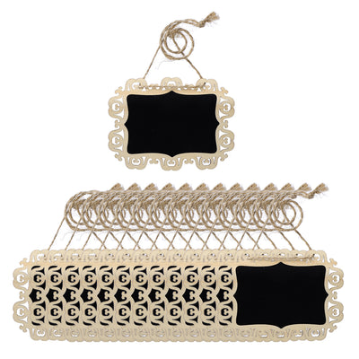 Harfington 14pcs Mini Hollow Lace Chalkboard Signs Tags with Hanging Rope for Wedding Sign