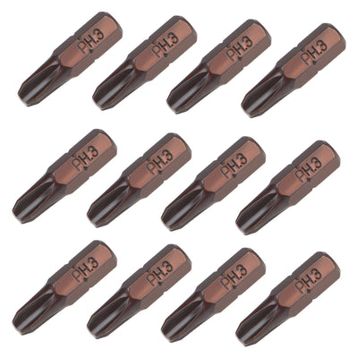 Harfington 12pcs Phillips Bits 1/4inch Hex Shank 25mm Length Cross PH3 Magnetic Screw Driver S2 Screwdriver Bit