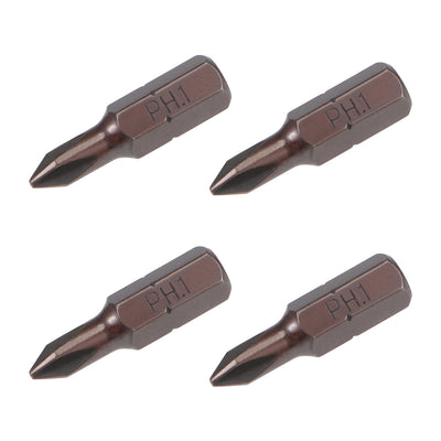 Harfington 4pcs Phillips Bits 1/4inch Hex Shank 25mm Length Cross PH1 Magnetic Screw Driver S2 Screwdriver Bit