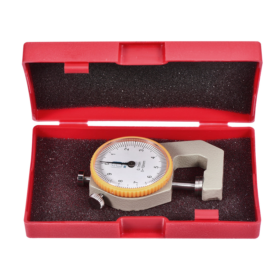 Harfington Thickness Gauge 0-10X0.1mm Range Flat Anvil Round Dial Indicator Aluminum Alloy