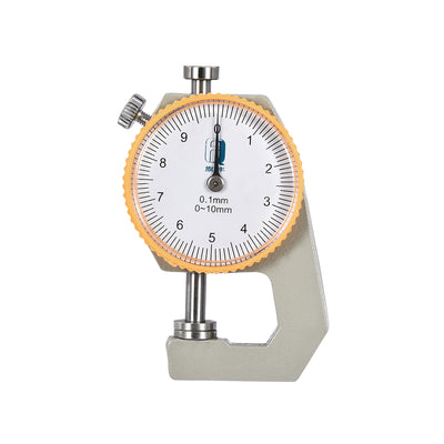 Harfington Thickness Gauge 0-10X0.1mm Range Flat Anvil Round Dial Indicator Aluminum Alloy