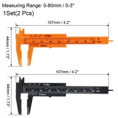 Harfington Vernier Caliper 80mm 3 Inch Metric Mini Double Scale Plastic Ruler Measuring Tool 1Set