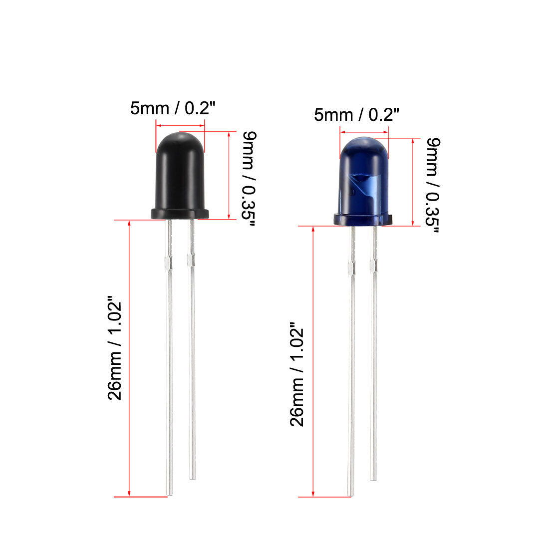 Harfington 15pair 5mm 940nm LEDs Infrared Emitter and IR Receiver Diode DC 1.2V