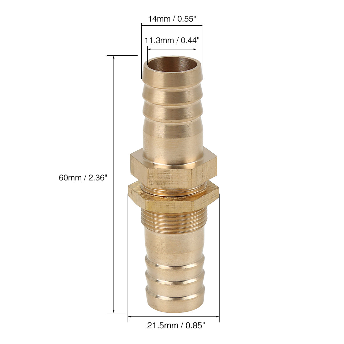 Harfington 14mm Brass Hose Barb Fitting Connector Coupler for Joiner Air Water Fuel Pipe