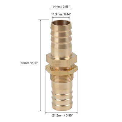 Harfington 14mm Brass Hose Barb Fitting Connector Coupler for Joiner Air Water Fuel Pipe