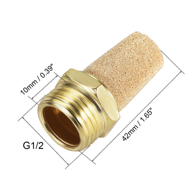 Harfington Sintered Bronze Exhaust Muffler  - Brass Body Pneumatic Air Muffler Air Flow Speed Controller Brass Flow Control Muffler