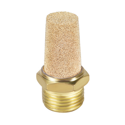 Harfington Sintered Bronze Exhaust Muffler  - Brass Body Pneumatic Air Muffler Air Flow Speed Controller Brass Flow Control Muffler