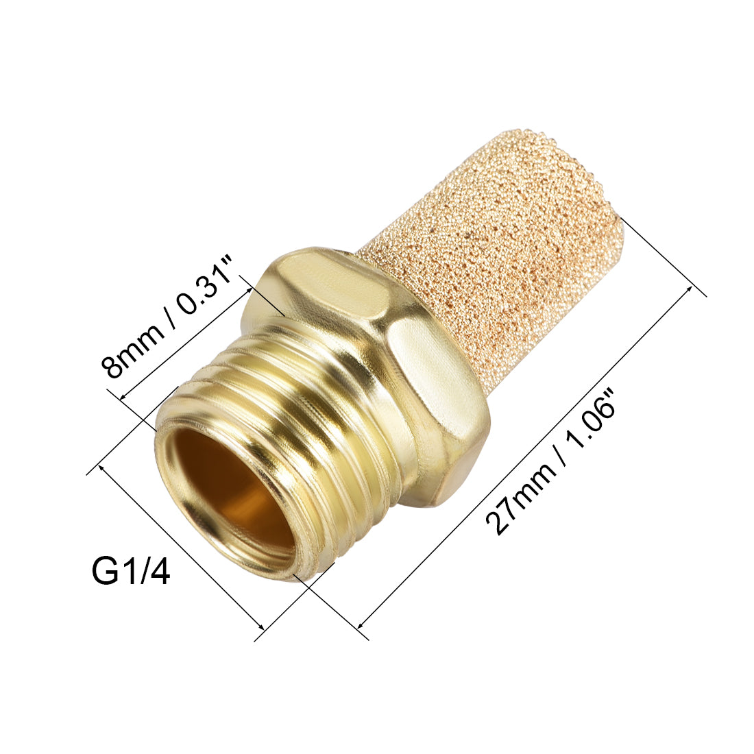 Harfington Sintered Bronze Exhaust Muffler  - Brass Body Pneumatic Air Muffler Air Flow Speed Controller Brass Flow Control Muffler