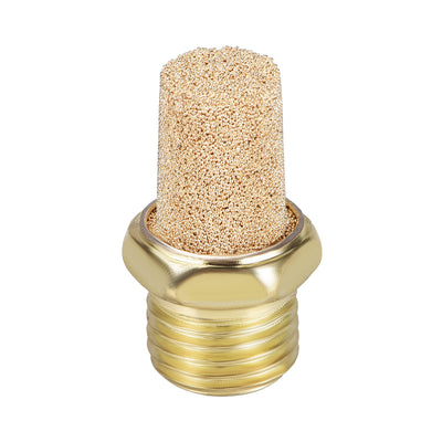 Harfington Sintered Bronze Exhaust Muffler  - Brass Body Pneumatic Air Muffler Air Flow Speed Controller Brass Flow Control Muffler