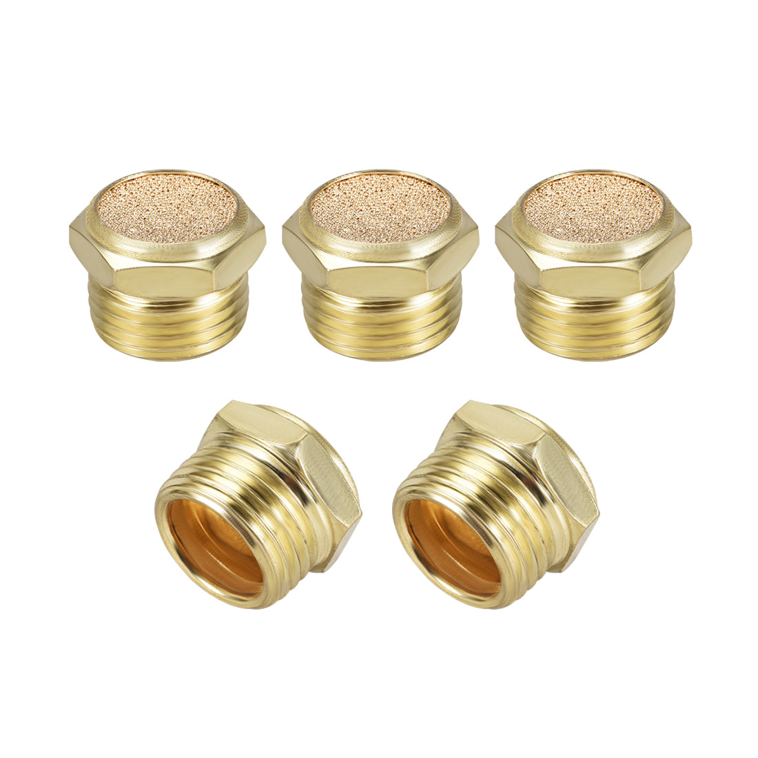 Harfington Exhaust Muffler Flat Pneumatic Air Muffler Air Flow Speed Controller Brass Flow Control Muffler