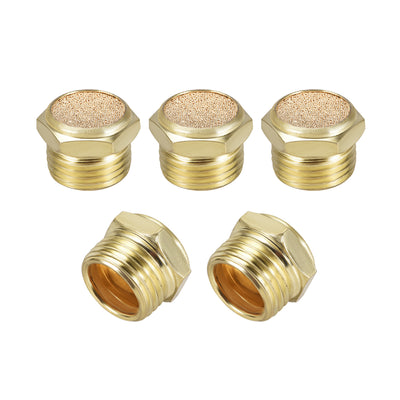 Harfington Exhaust Muffler Flat Pneumatic Air Muffler Air Flow Speed Controller Brass Flow Control Muffler