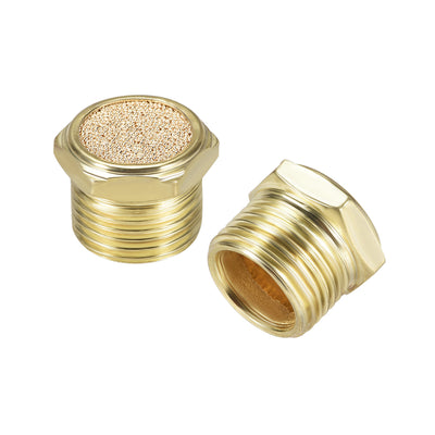 Harfington Sintered Bronze Exhaust Muffler Body Flat Pneumatic Air Muffler Controller Brass Flow Control Muffler