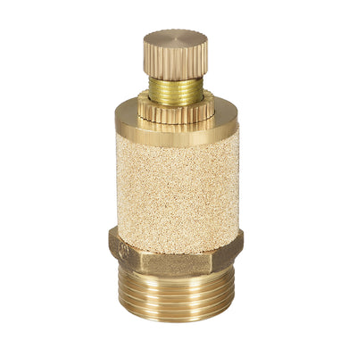 Harfington Sintered Bronze Exhaust Muffler Top Adjustable  - Brass Body Pneumatic Air Muffler Air Flow Speed Controller Brass Flow Control Muffler