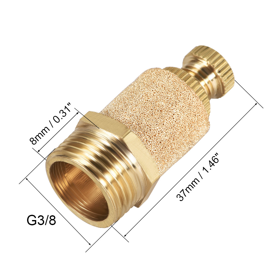 Harfington Sintered Bronze Exhaust Muffler Top Adjustable  - Brass Body Pneumatic Air Muffler Air Flow Speed Controller Brass Flow Control Muffler
