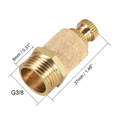 Harfington Sintered Bronze Exhaust Muffler Top Adjustable  - Brass Body Pneumatic Air Muffler Air Flow Speed Controller Brass Flow Control Muffler