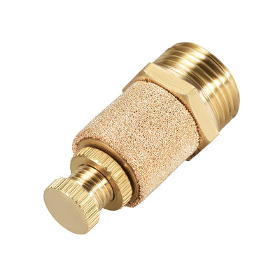 Harfington Sintered Bronze Exhaust Muffler Top Adjustable  - Brass Body Pneumatic Air Muffler Air Flow Speed Controller Brass Flow Control Muffler